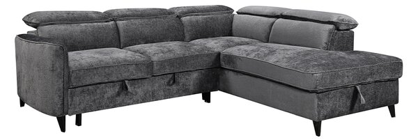 Colțar Extensibil Harmony KF7905 cu Ladă Depozitare, Șezlong Dreapta, Gri Închis