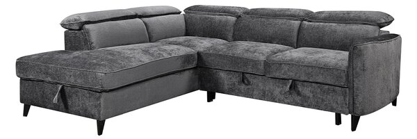 Colțar Extensibil Harmony KF7905 cu Ladă Depozitare, Șezlong Stânga, Gri Închis