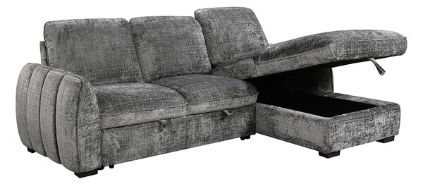 Colțar Extensibil Cremona KF7942 cu Ladă Depozitare, Șezlong Dreapta, Gri
