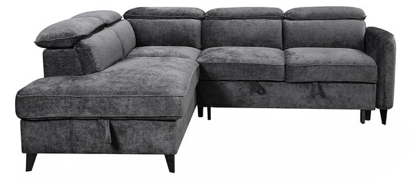 Colțar Extensibil Harmony KF7905 cu Ladă Depozitare, Șezlong Stânga, Gri Închis