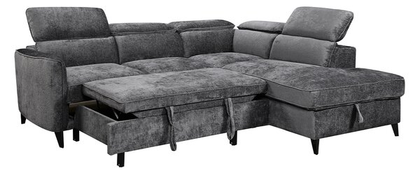 Colțar Extensibil Harmony KF7905 cu Ladă Depozitare, Șezlong Dreapta, Gri Închis