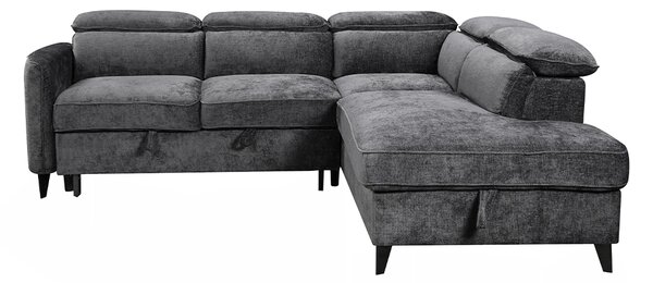 Colțar Extensibil Harmony KF7905 cu Ladă Depozitare, Șezlong Dreapta, Gri Închis