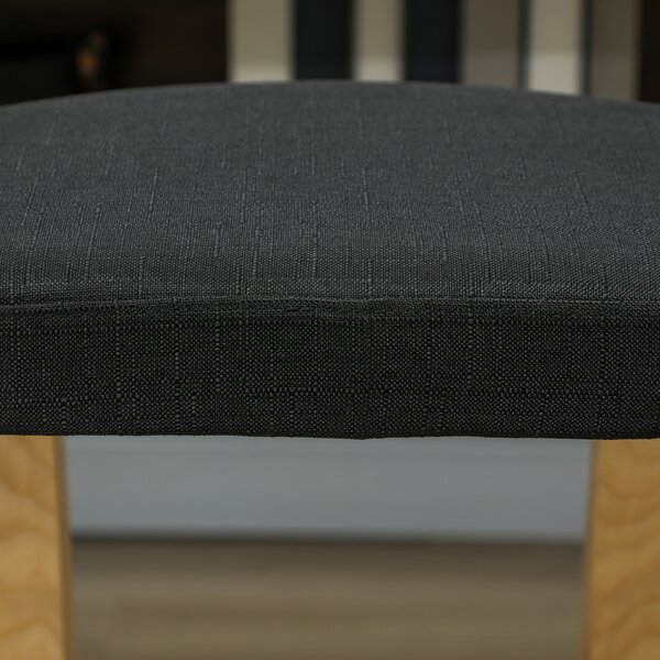 HOMCOM Scaun genunchi ergonomic, din Țesătură cu Aspect de In și Lemn, 50x73x55 cm, Negru | Aosom Romania