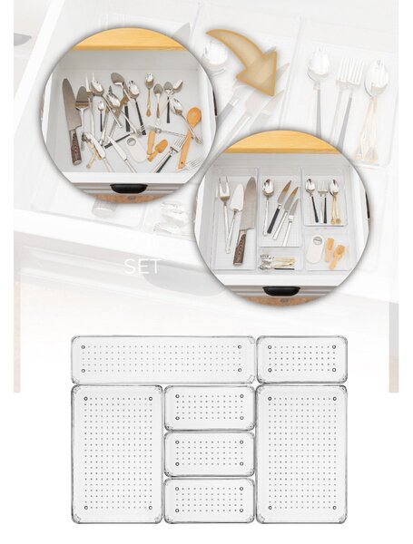 Set 7 organizatoare 992FRM1215, transparent, plastic