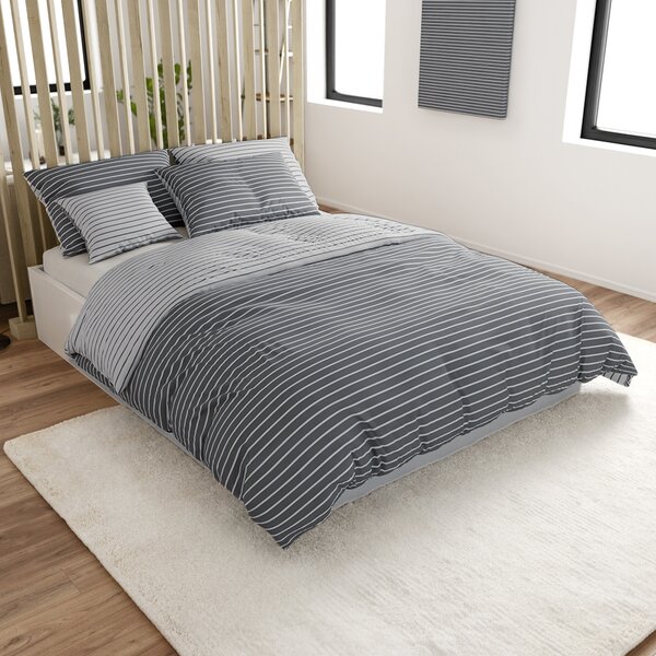 Lenjerie de pat din bumbac Renforce CAPRIVI gri cu nasture Dimensiunile lenjeriei: 70x90 cm, 140x200 cm