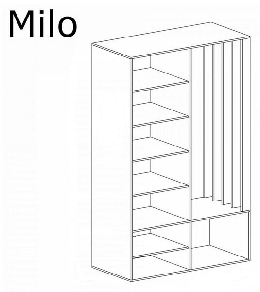 Set hol MILO, stejar atisan/negru, PAL laminat/metal, 100x33x189 cm