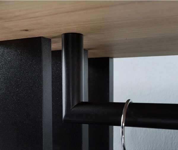 Set hol MILO, stejar atisan/negru, PAL laminat/metal, 100x33x189 cm