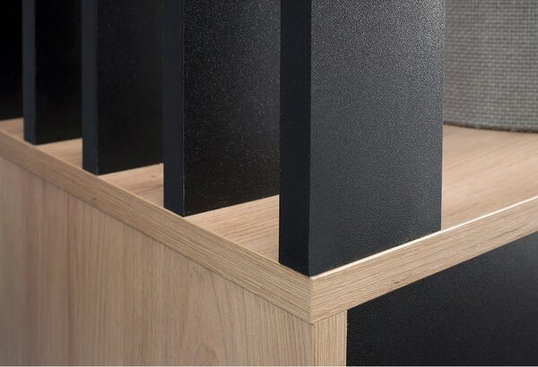Set hol MILO, stejar atisan/negru, PAL laminat/metal, 100x33x189 cm