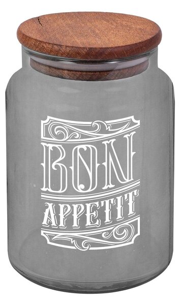 Borcan cu capac 503HRN1186, transparent/maro, sticla/lemn, 890 ml