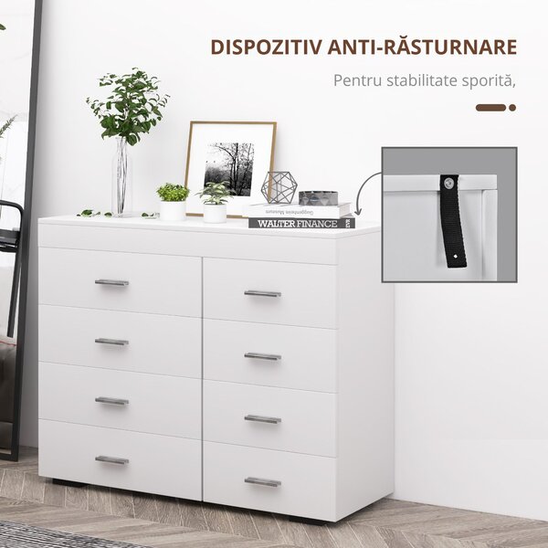 HOMCOM Comodă Elegantă pentru Casă și Birou cu Design Modern și Spațiu Amplu de Depozitare, 90x35x73 cm, Alb | Aosom Romania