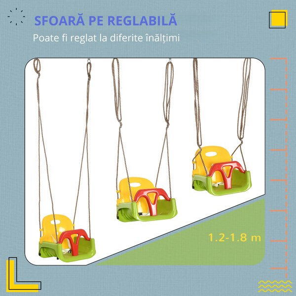 Outsunny Leagăn pentru Copii 9-36 Luni, PP și PE, 42x33x120-180cm, Stabil și Sigur | Aosom Romania
