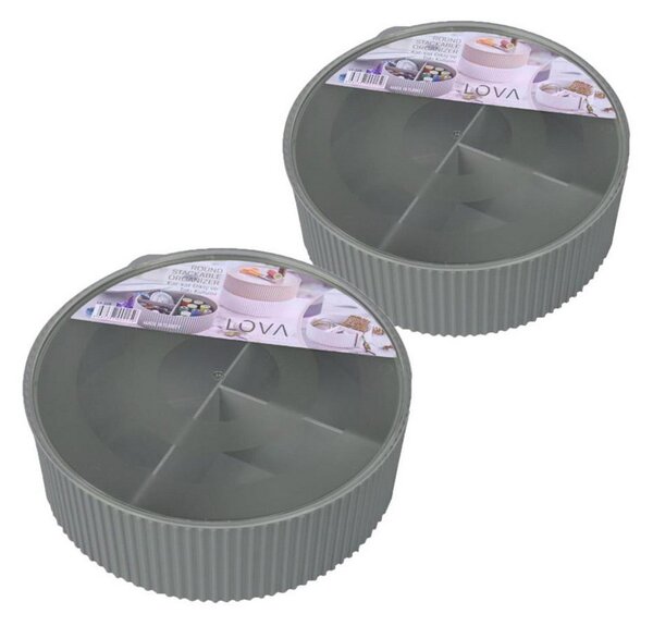 Set 2 organizatoare LV225, gri antracit, plastic, 6x19 cm