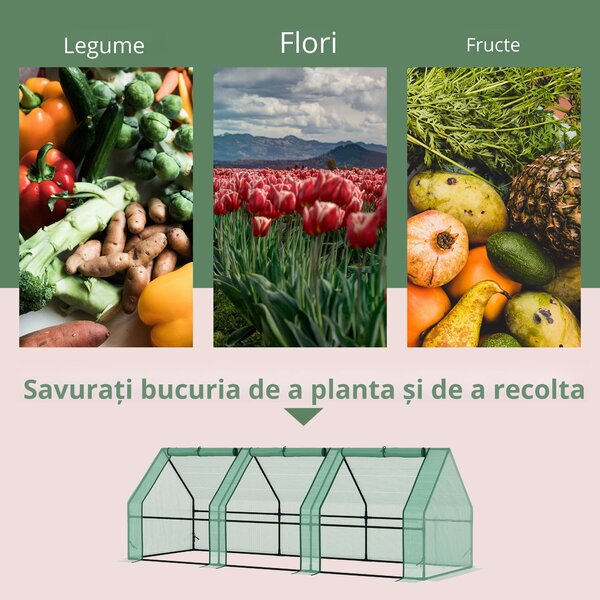 Outsunny sera gradina cu prelata, 270x90x90cm, verde | Aosom Romania