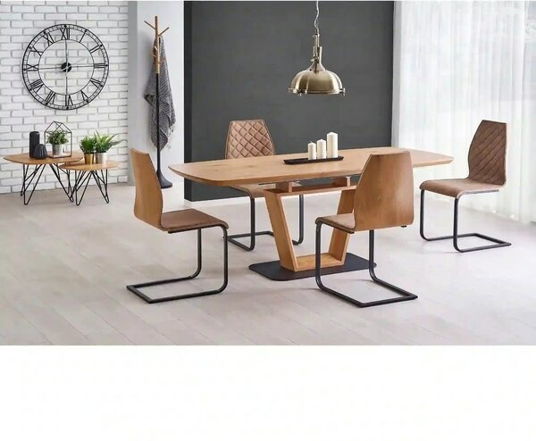 Masa extensibila BLACKY, stejar auriu/negru, 160/220x90x76 cm