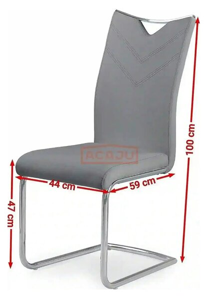 Scaun tapitat K224, gri/crom, piele ecologica/metal, 44X59X100 CM