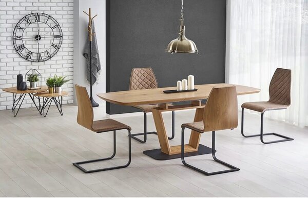 Masa extensibila BLACKY, stejar auriu/negru, 160/220x90x76 cm