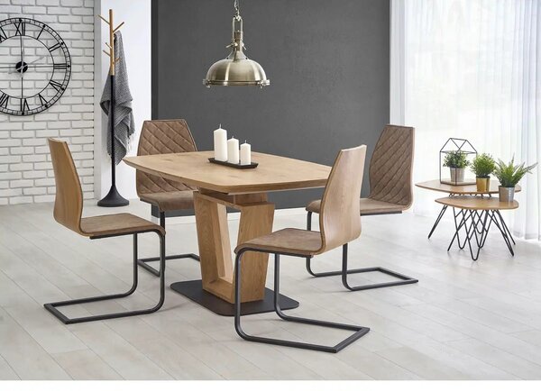 Masa extensibila BLACKY, stejar auriu/negru, 160/220x90x76 cm