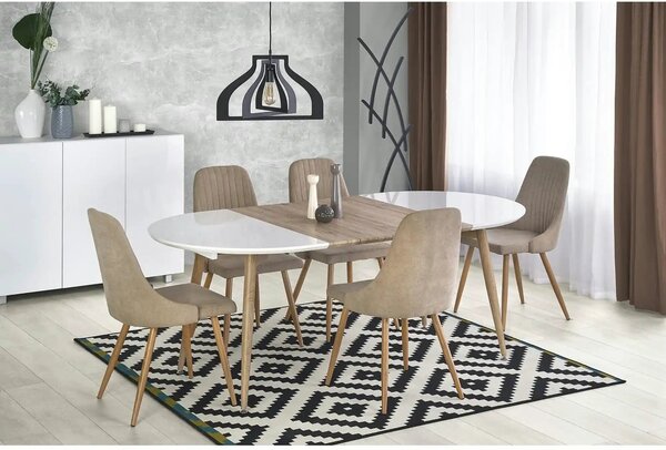 Masa extensibila EDWARD, alb/stejar San Remo, 120/200x100x75 cm