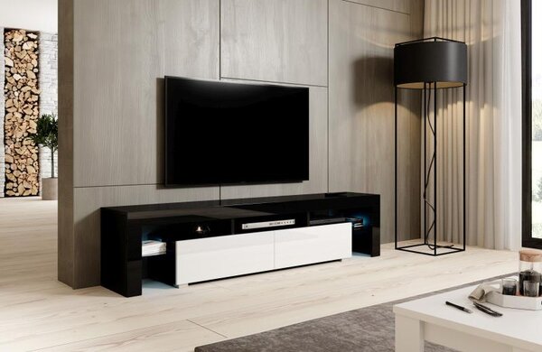 Comoda tv TORO 200, negru/alb, 200x35x45 cm