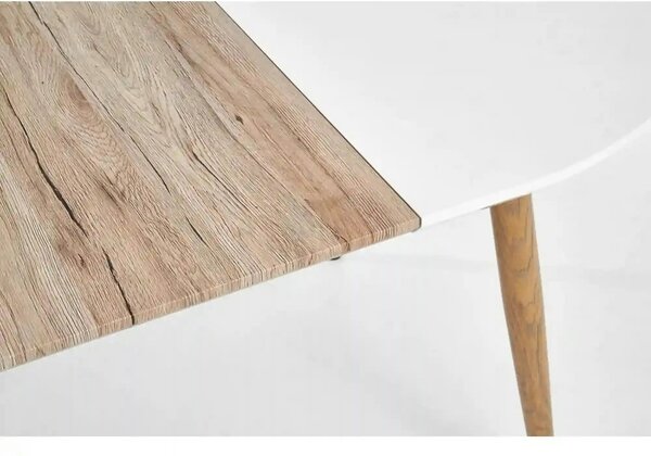 Masa extensibila EDWARD, alb/stejar San Remo, 120/200x100x75 cm