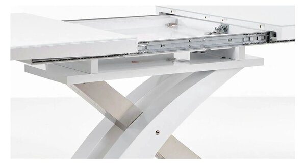 Masa extensibila SANDOR 2, alb/crom, sticla securizata/otel, 160/220x9