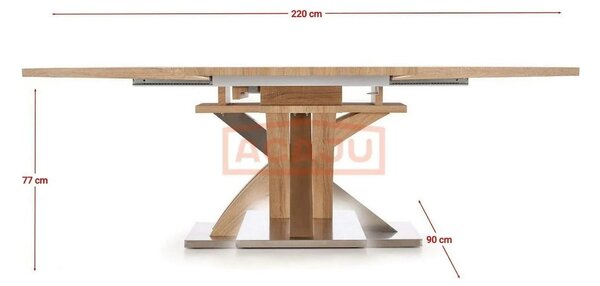 Masa extensibila SANDOR, stejar/crom, 160/220x90x77 cm