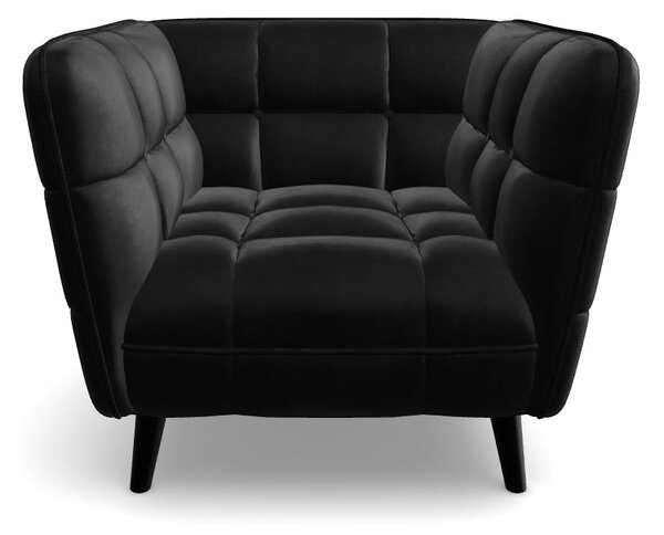 Fotoliu CASTELLO, negru/wenge, stofa catifelata/lemn de fag, 92x85x78