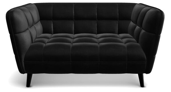Canapea CASTELLO 2, negru - Bluvel 19, stofa catifelata/lemn, 145x85x7