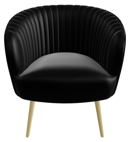 Fotoliu cafenea CROWN, negru/auriu, stofa catifelata/otel, 78x72x80 cm