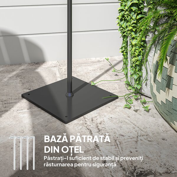 Outsunny Lampă de Exterior Solară cu 3 Lumini în Stil Boho cu Bază Pătrată, 45x45x178 cm, Negru | Aosom Romania