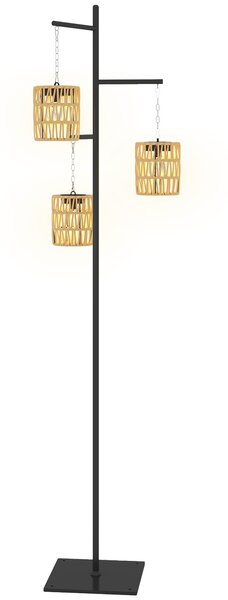 Outsunny Lampă de Exterior Solară cu 3 Lumini în Stil Boho cu Bază Pătrată, 45x45x178 cm, Negru | Aosom Romania