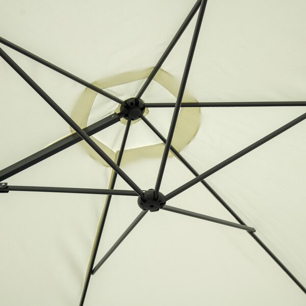 Outsunny Umbrelă de Grădină cu Rotație la 360°, Braț cu Bază în Cruce și Orificiu de Ventilație, Ø256x245 cm, Bej | Aosom Romania