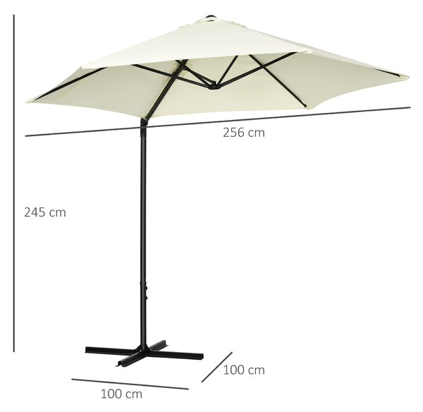 Outsunny Umbrelă de Grădină cu Rotație la 360°, Braț cu Bază în Cruce și Orificiu de Ventilație, Ø256x245 cm, Bej | Aosom Romania