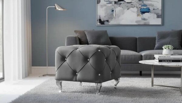 Taburet HESTIA K, stofa catifelata gri - Bluvel 14, 50x50x46 cm