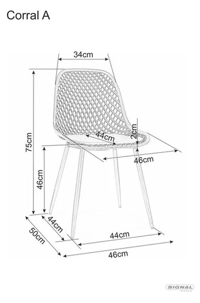 Scaun Corral A, negru, polipropilena/metal, 46x44x75 cm