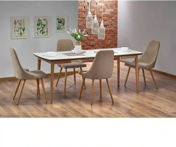 Masa extensibila BARRET, alb/stejar, 90/190x80x75 cm