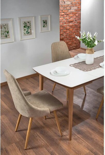 Masa extensibila BARRET, alb/stejar, 90/190x80x75 cm