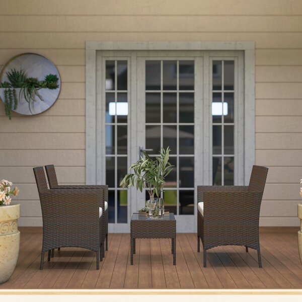 Outsunny Set Mobilier de Grădină din 4 Piese cu Canapea, 2 Fotolii și Măsuță de Cafea, 102x58x82 cm, Maro | Aosom Romania