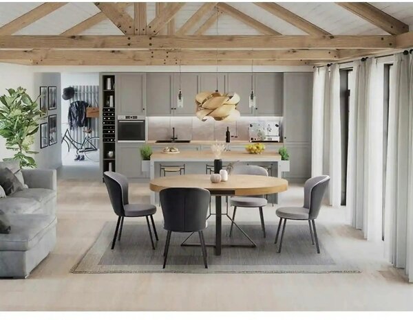 Masa extensibila MERCY, stejar/negru, 120/160x120x80 cm