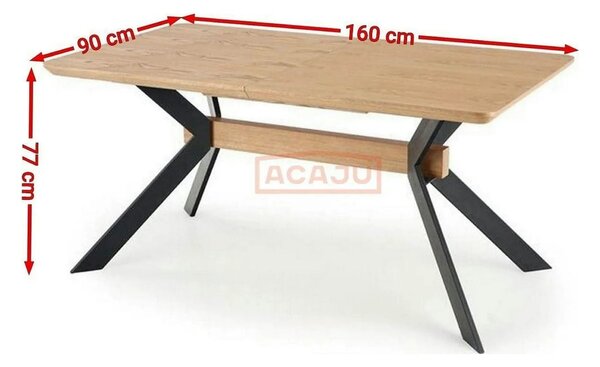 Masa extensibila BACARDI, stejar sonoma/negru, 160/220x90x76 cm