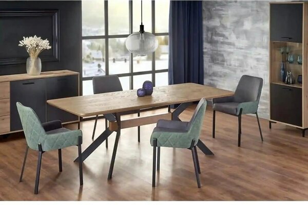 Masa extensibila BACARDI, stejar sonoma/negru, 160/220x90x76 cm