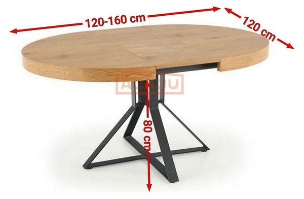 Masa extensibila MERCY, stejar/negru, 120/160x120x80 cm