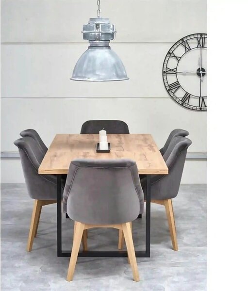 Masa extensibila VENOM, stejar wotan/negru, PAL/otel, 160-210x90x74 cm