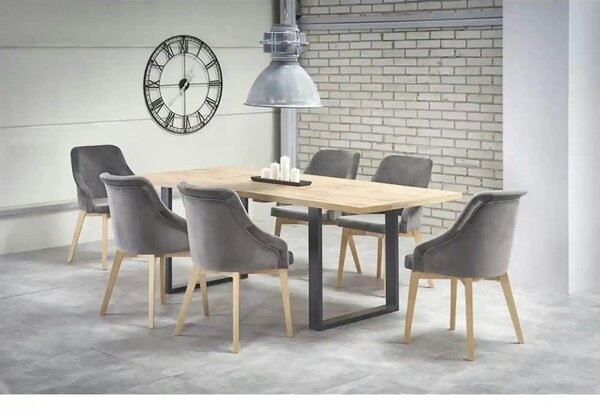 Masa extensibila VENOM, stejar wotan/negru, PAL/otel, 160-210x90x74 cm