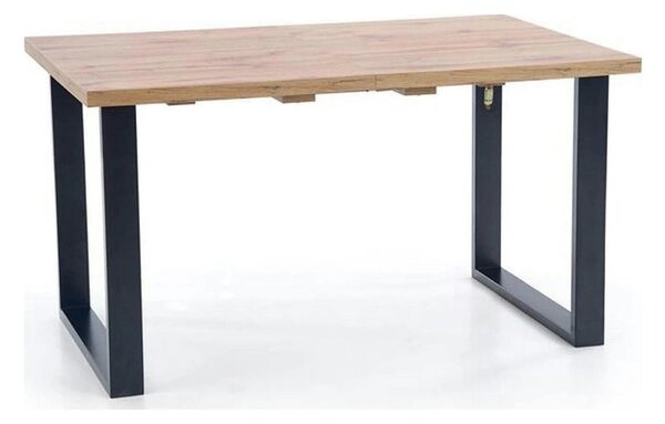 Masa extensibila VENOM, stejar wotan/negru, PAL/otel, 160-210x90x74 cm