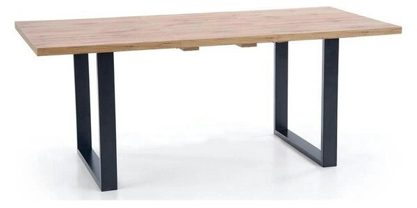 Masa extensibila VENOM, stejar wotan/negru, PAL/otel, 160-210x90x74 cm
