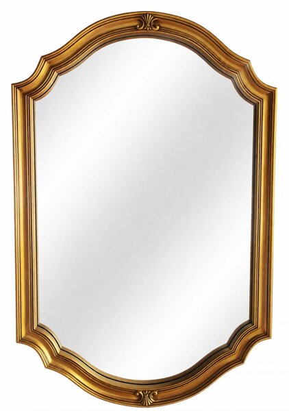 Oglindă decorativă de perete, ramă aurie antichizată, 60x90 cm