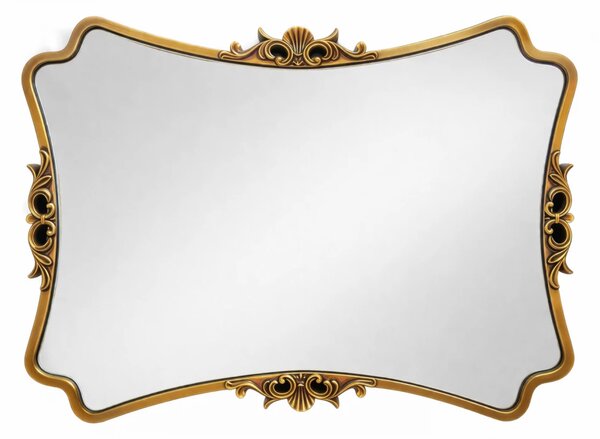 Oglindă decorativă de perete, ramă aurie antichizată, 60x80 cm