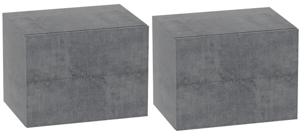 HOMCOM Set de 2 Noptiere Suspendate cu 2 Sertare, 40x29x30 cm, Gri | Aosom Romania