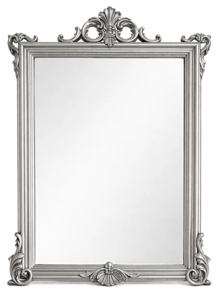 Oglindă decorativă de perete, ramă argintie, 60x90 cm